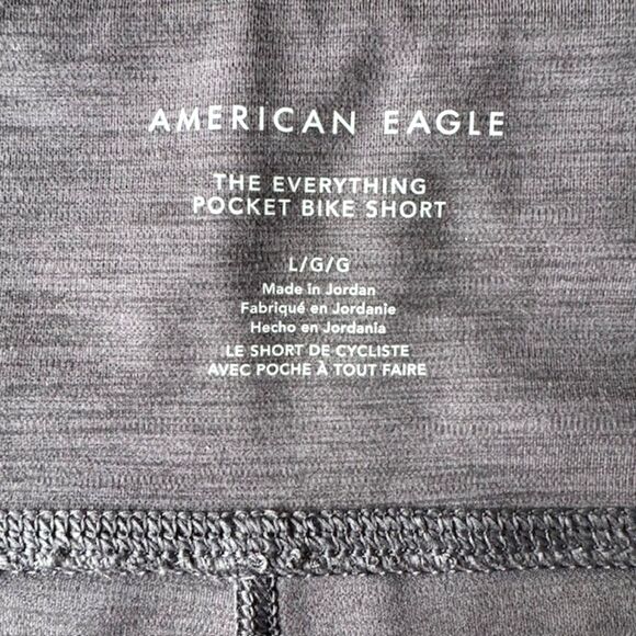 AE Womens Size L Gray Yoga Workout Shorts High Rise Wide Waistband Pockets READ - Picture 2 of 13